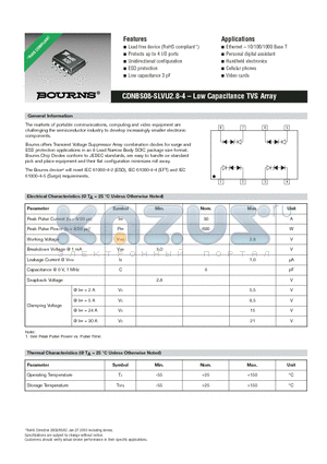 CDNBS08-SLVU2.8-4 datasheet - CDNBS08-SLVU2.8-4 - Low Capacitance TVS Array
