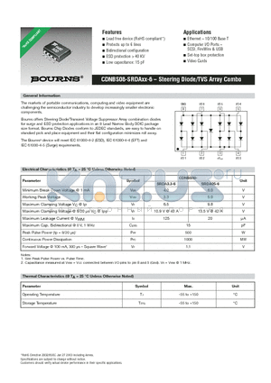 CDNBS08-SRDA3.3-6 datasheet - CDNBS08-SRDAxx-6 - Steering Diode/TVS Array Combo