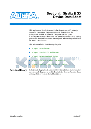 EP2SGX60D datasheet - Stratix II GX Device