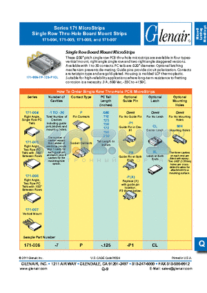 171-004-1P.150-P1CLMH datasheet - Single Row Thru-Hole Board Mount Strips