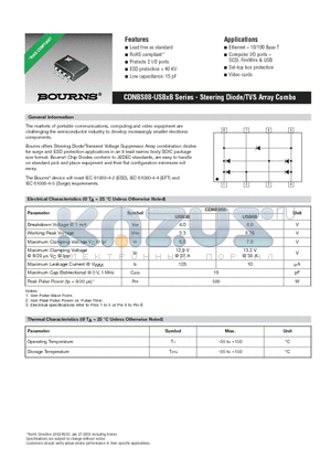 CDNBS08-USB3B datasheet - CDNBS08-USBxB Series - Steering Diode/TVS Array Combo