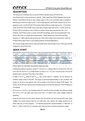 EP3003EV datasheet - Evaluation Board Manual