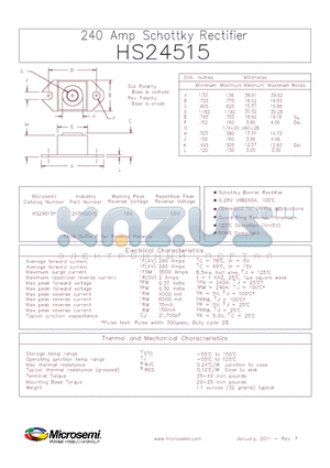 245NQ015 datasheet - 240 Amp Schottky Rectifier