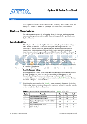 EP3C120 datasheet - Cyclone III Device Data Sheet