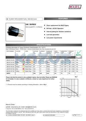 246-501-93-38 datasheet - FILAMENT REPLACEMENT LEDs - Multi-LED Cluster