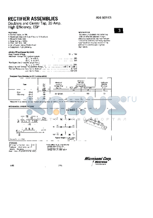 804-1 datasheet - RECTIFIERS ASSEMBLIES