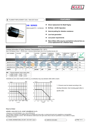 246-993-87-38 datasheet - FILAMENT REPLACEMENT LEDs - Multi-LED Cluster