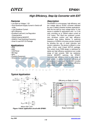 EP4001 datasheet - High Efficiency, Step-Up Converter with EXT