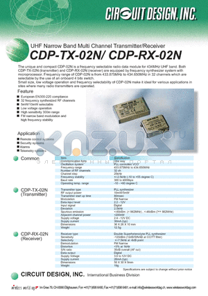 CDP-RX-02N datasheet - UHF Narrow Band Multi Channel Transmitter/Receiver