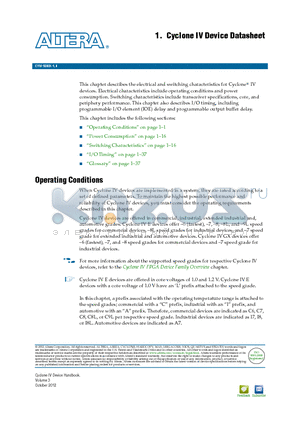 EP4CE10F17C8N datasheet - Cyclone IV Device Datasheet