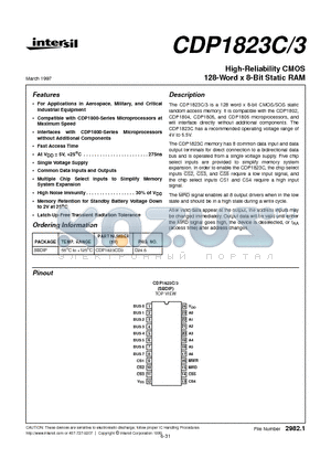 CDP1823C datasheet - High-Reliability CMOS 128-Word x 8-Bit Static RAM