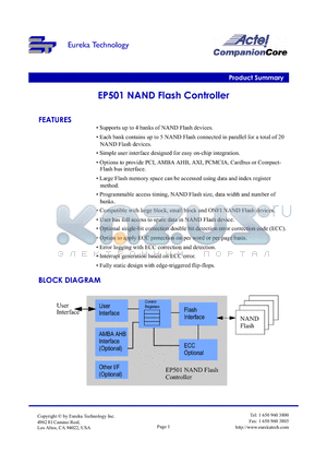 EP501 datasheet - EP501 NAND Flash Controller