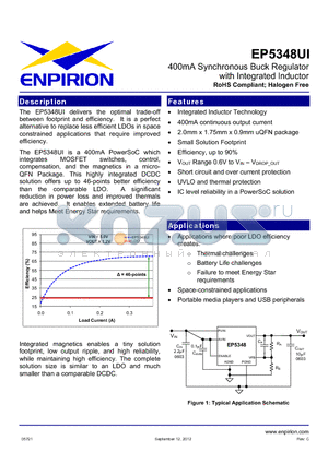 EP5348UI-E datasheet - 400mA Synchronous Buck Regulator with Integrated Inductor