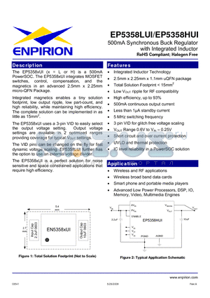 EP5358HUI-E datasheet - 500mA Synchronous Buck Regulator with Integrated Inductor