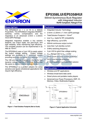 EP5358HUI datasheet - 500mA Synchronous Buck Regulator with Integrated Inductor