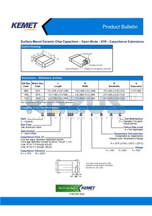 C1210F225M5RAC datasheet - Surface Mount Ceramic Chip Capacitors - Open Mode - X7R - Capacitance Extensions