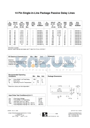 EP6700-13 datasheet - 14 Pin Single-in-Line Package Passive Delay Lines