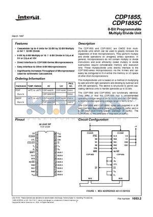 CDP1855CD datasheet - 8-Bit Programmable Multiply/Divide Unit