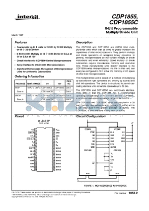 CDP1855C datasheet - 8-Bit Programmable Multiply/Divide Unit