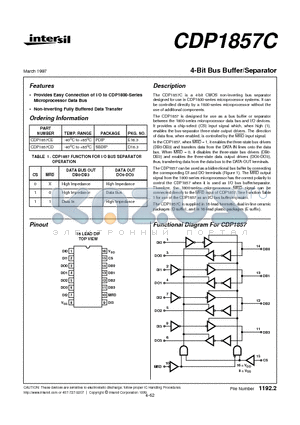 CDP1857C datasheet - 4-Bit Bus Buffer/Separator