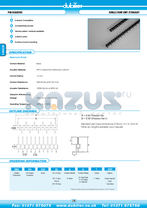 DBCPHC2306AS1-XXX datasheet - PIN HEADERS SINGLE ROW SMT STRAIGHT