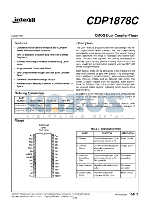 CDP1878CE datasheet - CMOS Dual Counter-Timer