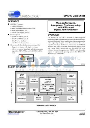 EP7309-IBZ datasheet - High-performance, Low-power, System-on-chip with Enhanced Digital Audio Interface