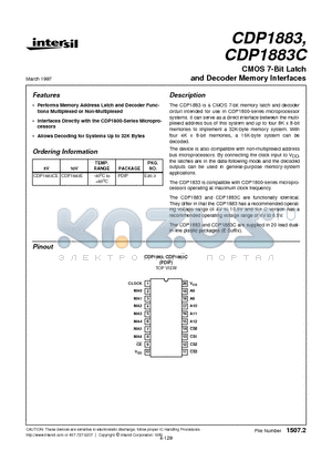 CDP1883C datasheet - CMOS 7-Bit Latch and Decoder Memory Interfaces