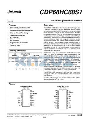 CDP68HC68S1 datasheet - Serial Multiplexed Bus Interface