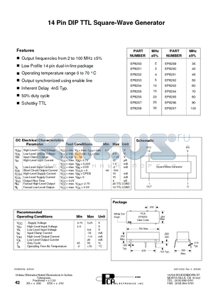 EP8251 datasheet - 14 Pin DIP TTL Square-Wave Generator