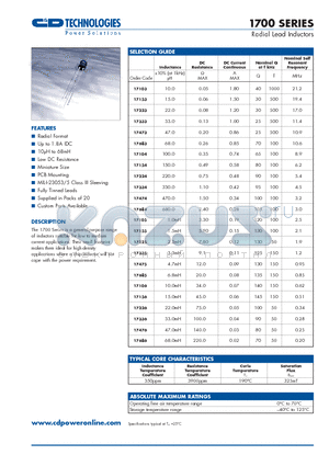 17105 datasheet - Radial Lead Inductors