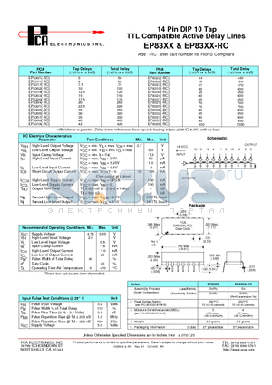 EP8301-RC datasheet - 14 Pin DIP 10 Tap TTL Compatible Active Delay Lines