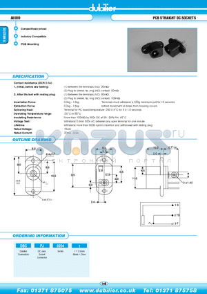 DBCPJ02041 datasheet - AUDIO PCB STRAIGHT DC SOCKETS