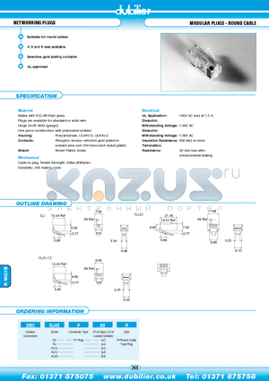 DBCRJ45P64 datasheet - MODULAR PLUGS - ROUND CABLE