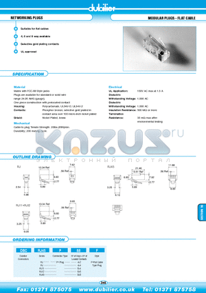 DBCRJ45P64F datasheet - NETWORKING PLUGS MODULAR PLUGS - FLAT CABLE