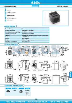 DBCRJ20ES50611 datasheet - NETWORKING SOCKETS TOP ENTRY PCB JACK