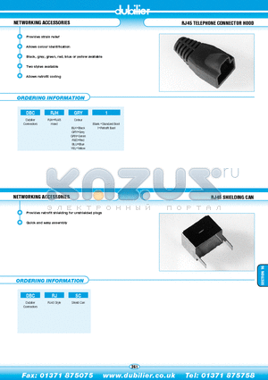 DBCRJHRED datasheet - NETWORKING ACCESSORIES RJ45 TELEPHONE CONNECTOR HOOD