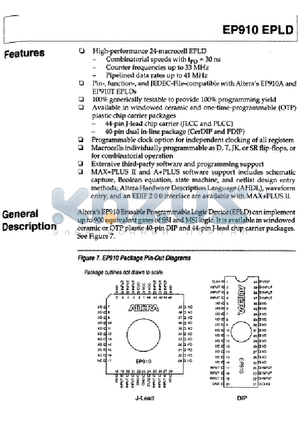 EP910EPLD datasheet - HIGH PERFORMANCE 24 MACROCELL EPLD