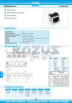 DBCRJS1421 datasheet - NETWORKING SOCKETS LED Light Jacks