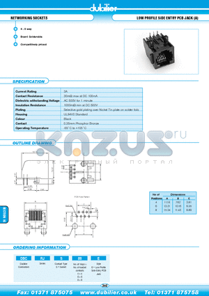 DBCRJS44E datasheet - NETWORKING SOCKETS LOW PROFILE SIDE ENTRY PCB JACK (A)