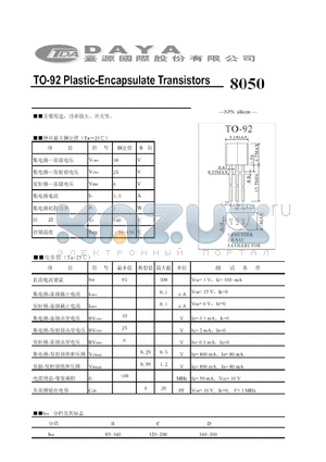 8050 datasheet - TO-92 Plastic-Encapsulate Transistors