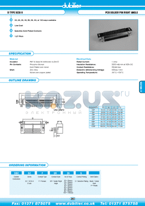 DBCSCFSR20S datasheet - D TYPE SCSI II PCB SOLDER PIN RIGHT ANGLE