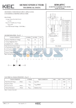 B30A45VC datasheet - SCHOTTKY BARRIER TYPE DIODE (LOW VF TYPE)