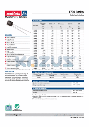 17154C datasheet - Radial Lead Inductors