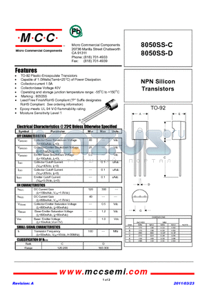 8050SS-D datasheet - NPN Silicon Transistors