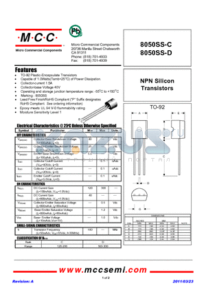 8050SS-C datasheet - NPN Silicon Transistors