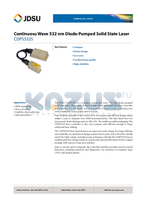 CDPS532S010 datasheet - Continuous Wave 532 nm Diode-Pumped Solid State Laser