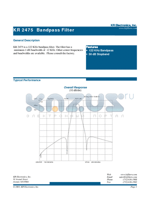 2475 datasheet - Bandpass Filter