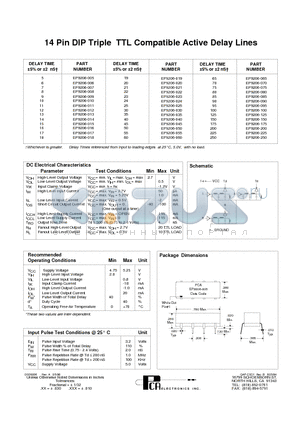 EP9206-012 datasheet - 14 Pin DIP Triple TTL Compatible Active Delay Lines