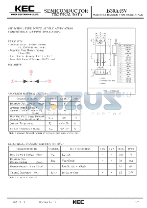 B30A45V datasheet - SCHOTTKY BARRIER TYPE DIODE STACK (SWITCHING TYPE POWER SUPPLY, CONVERTER & CHOPPER)